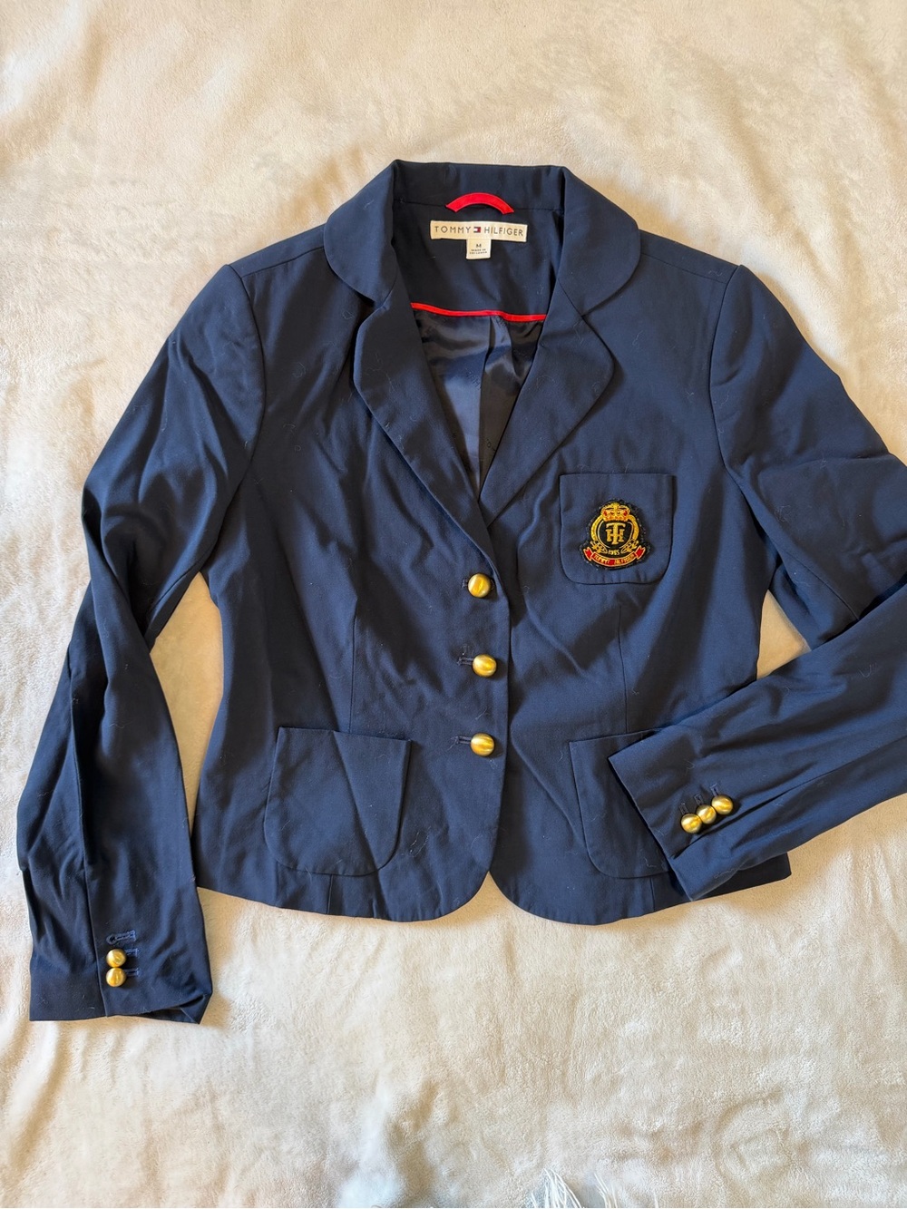 Tommy Hilfiger Navy Blazer with Gold Buttons and Crest